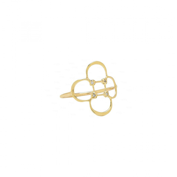 Four Petal Flower Ring|14k Gold, Diamond