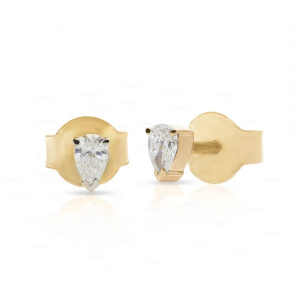 14K Gold 0.22 Ct. Genuine Pear Diamond 5 mm Studs Earrings Fine Jewelry