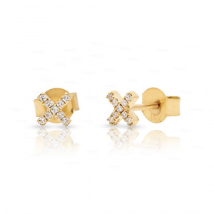 0.09Ct. Alphabet Style X Initial Stud-Earrings in 14k Gold Fine Jewelry