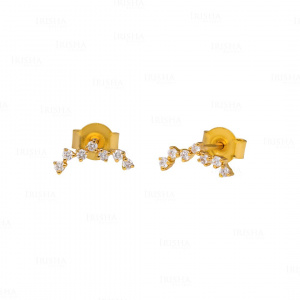 0.17 Ct. Genuine Diamond Cluster Studs Earrings 14K Gold Wedding Fine Jewelry