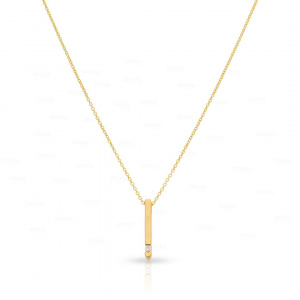 Genuine Diamond Minimalist Bar Necklace 14K Gold Thanksgiving Gift Fine Jewelry