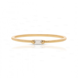 0.05 Ct. Solitaire Genuine Baguette Diamond 14K White Gold Ring Fine Jewelry