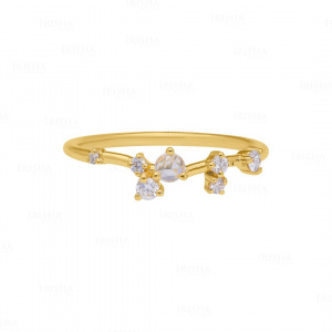 0.12 Ct. Genuine Diamond Cluster Design Ring in 14K Gold Size-3 to 8 US