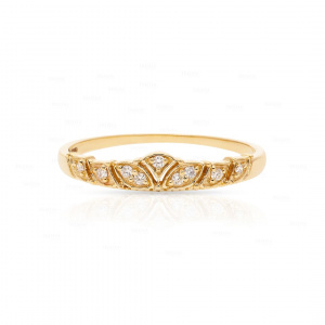 VS Clarity 0.08 Ct. Genuine Diamond Crown Wedding Ring 14K Gold Fine Jewelry