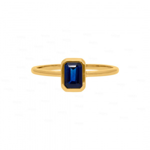 14K Gold 0.70 Ct. Solitaire Genuine Blue Sapphire Gemstone Ring Fine Jewelry