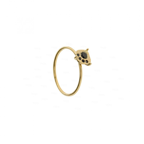 14K Gold 0.2 Ct. Genuine Black Diamond Paw Print (Love My Pet) Ring Fine Jewelry