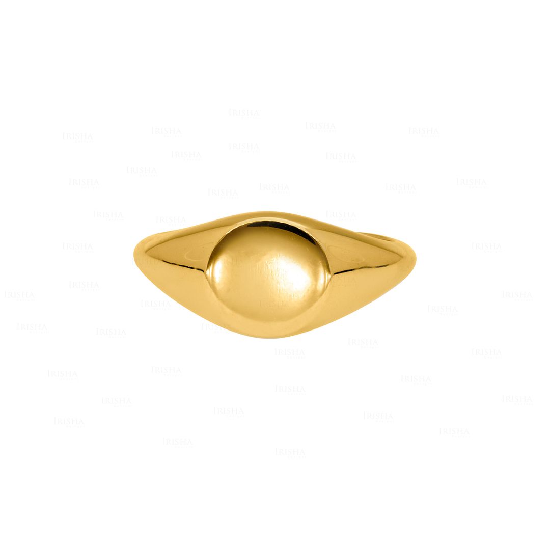 14K Solid Gold Royal Signet Personalized Engraving Ring Fine Jewelry