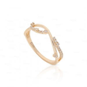 14K Gold 0.10 Ct. Genuine Diamond Unique Delicate Ring Fine Jewelry Size-3 to 9