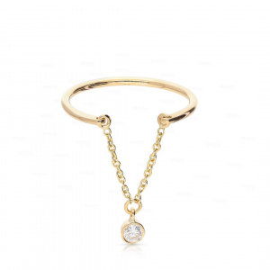 Dangler Chain Ring|14k Gold, Diamond