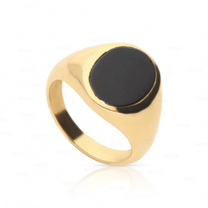 Vintage Signet Ring Fine Jewelry | 14K Gold Black Onyx