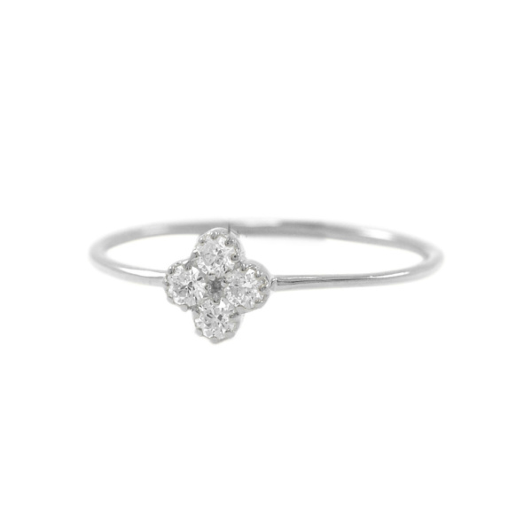 14K Gold 0.05 Ct. Natural Diamond Flower Design Ring Fine Jewelry Size-3 to 9 US