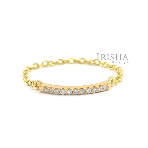 14K Gold 0.10 Ct. Genuine Diamond Bar Chain Ring Fine Jewelry Size - 3 to 9 US