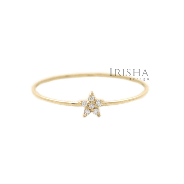 14K Gold 0.06 Ct. Genuine Diamond Star Ring Christmas Jewelry Size -3 to 9 US