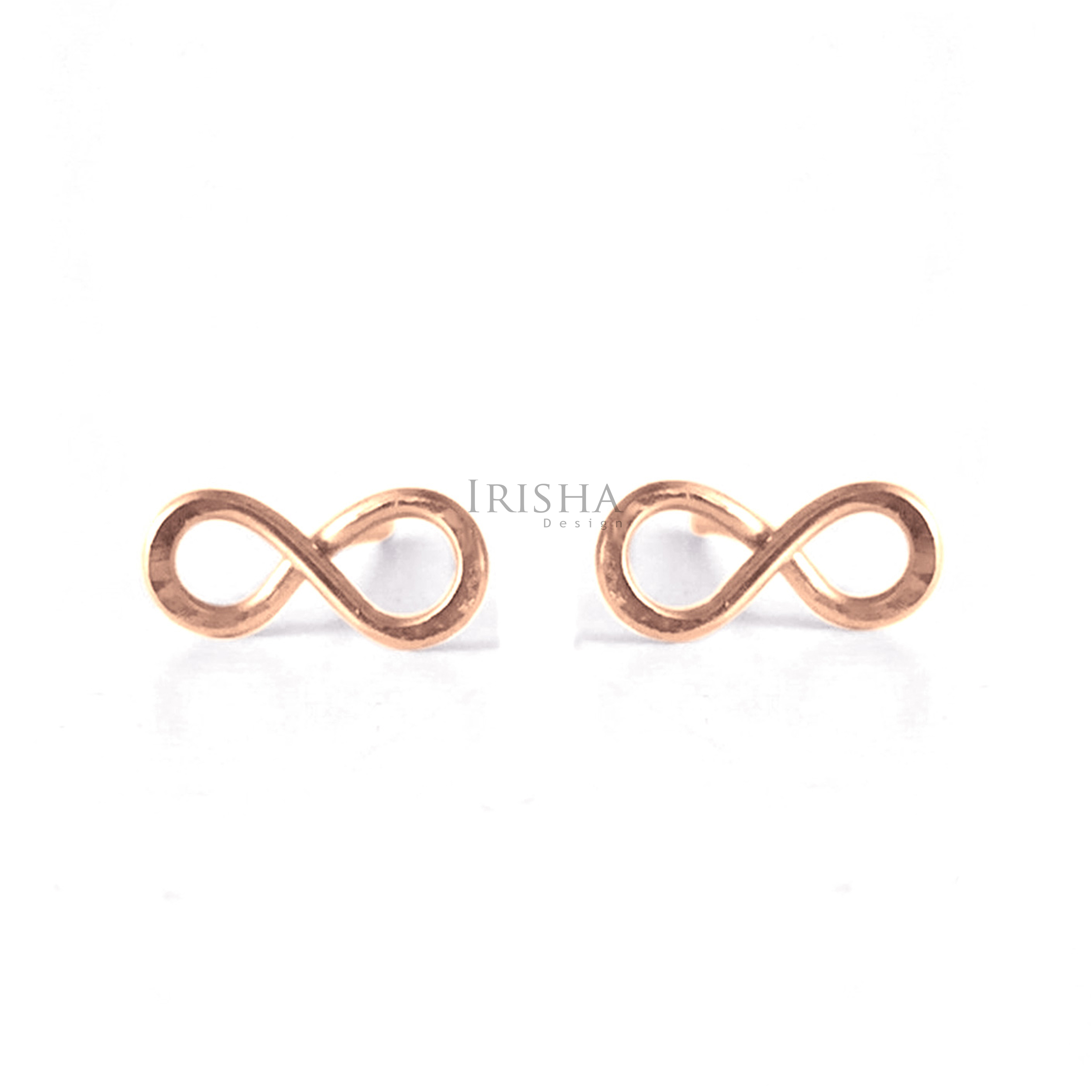 14K Solid Plain Gold 8 mm Small Knot Earrings Handmade Fine Jewelry