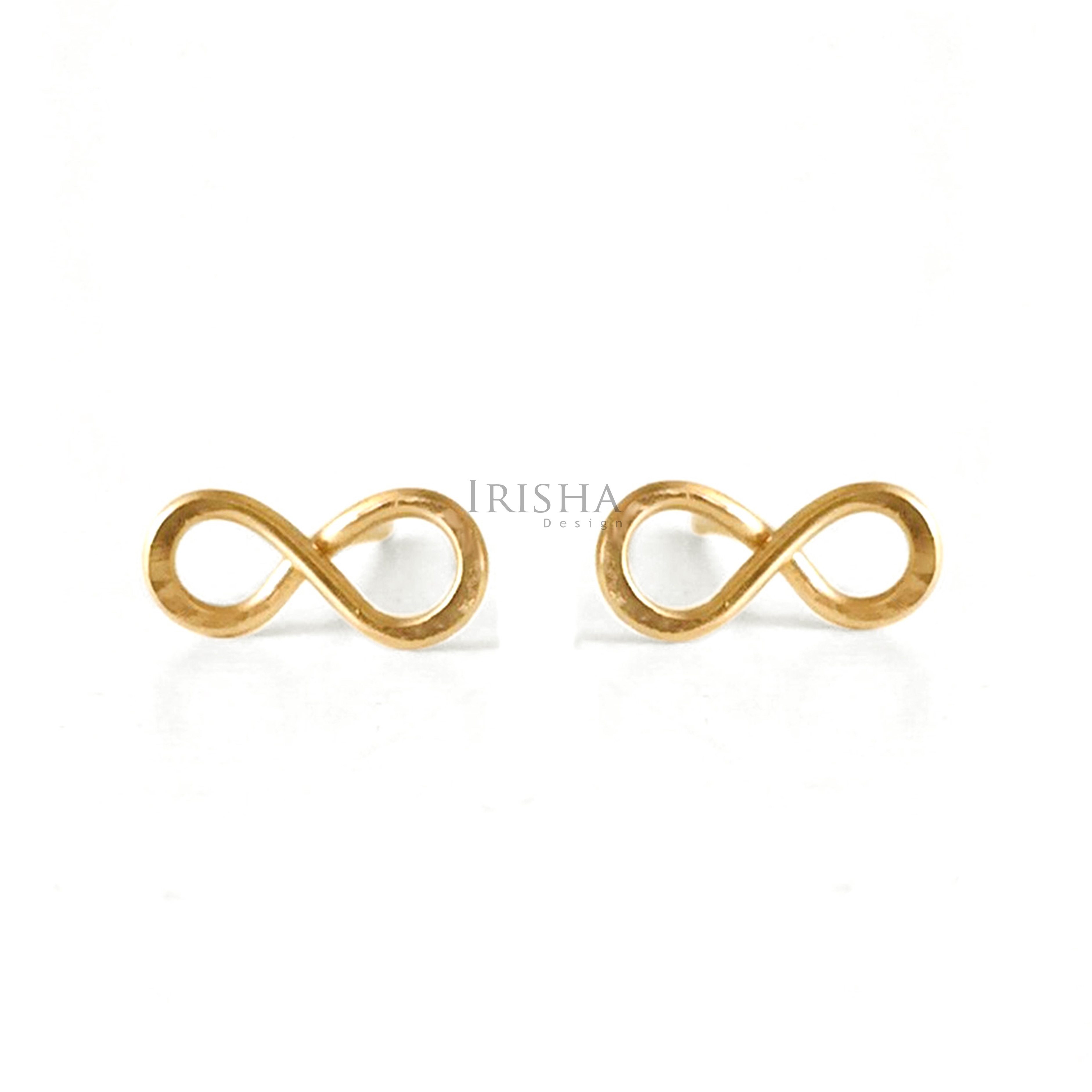 14K Solid Plain Gold 8 mm Small Knot Earrings Handmade Fine Jewelry