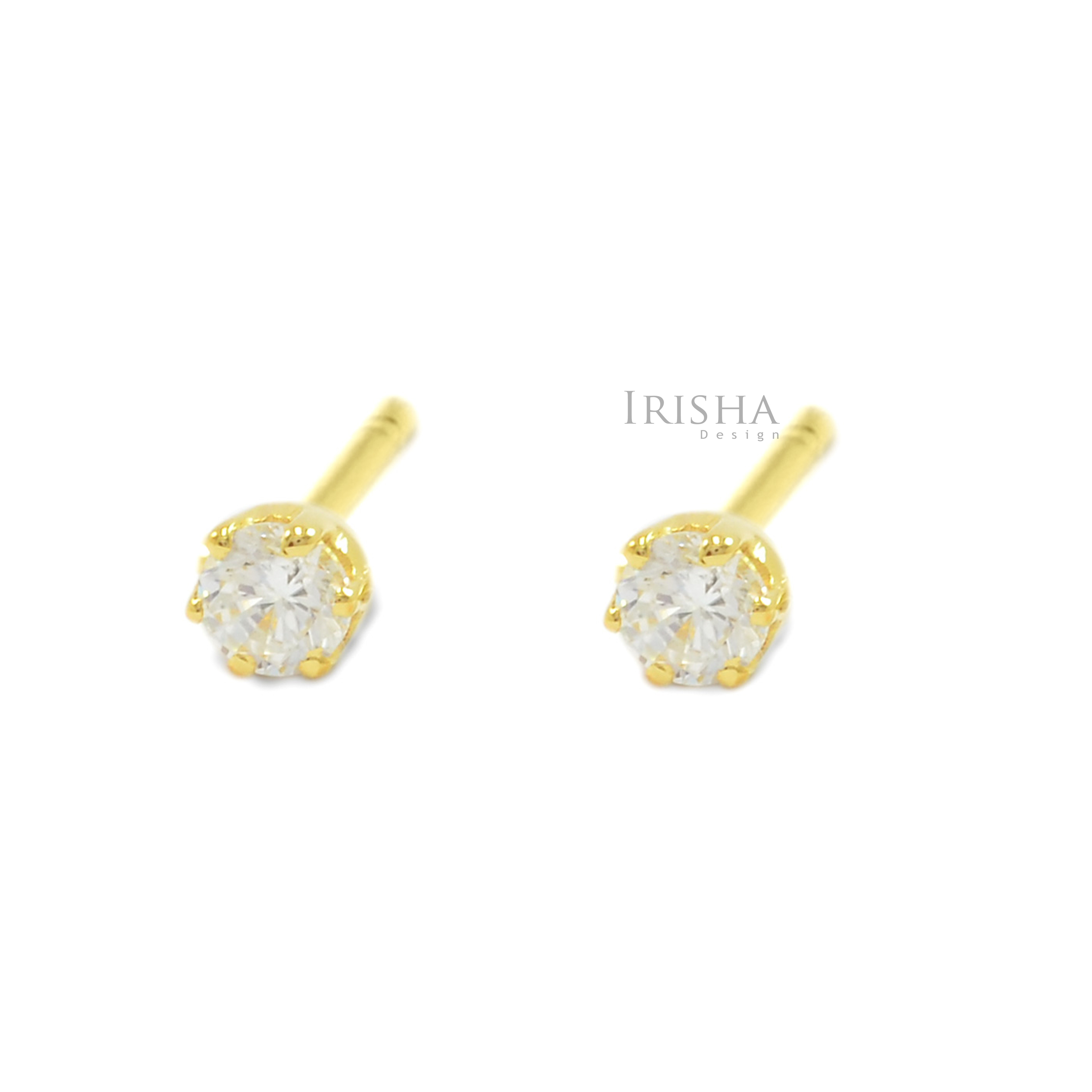 14K Gold 0.22 Ct. Solitaire Genuine Diamond 6 Prong Studs Earrings Fine Jewelry