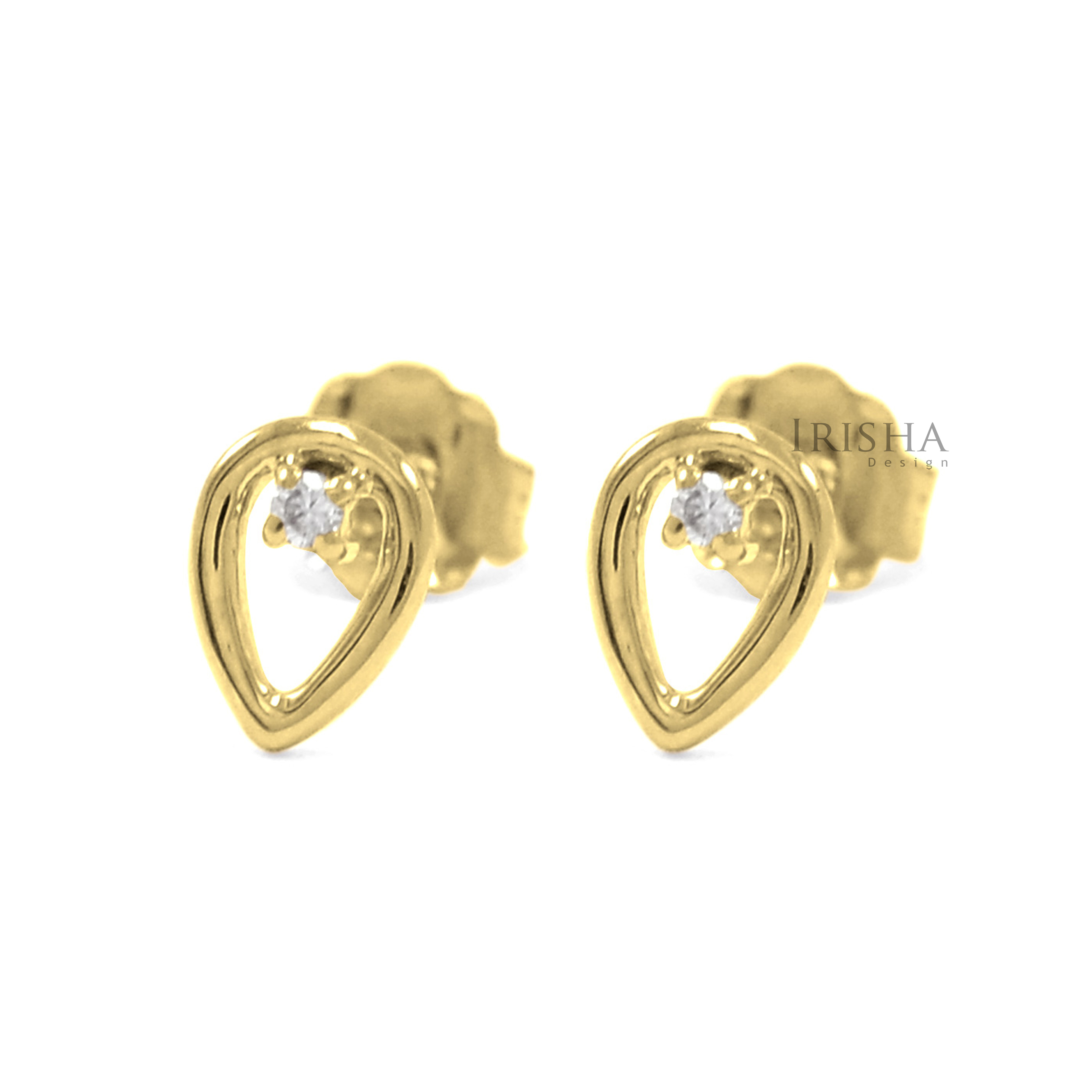 14K Gold 0.02 Ct. Genuine Diamond 5 mm Pear Shape Stud Earrings Fine Jewelry