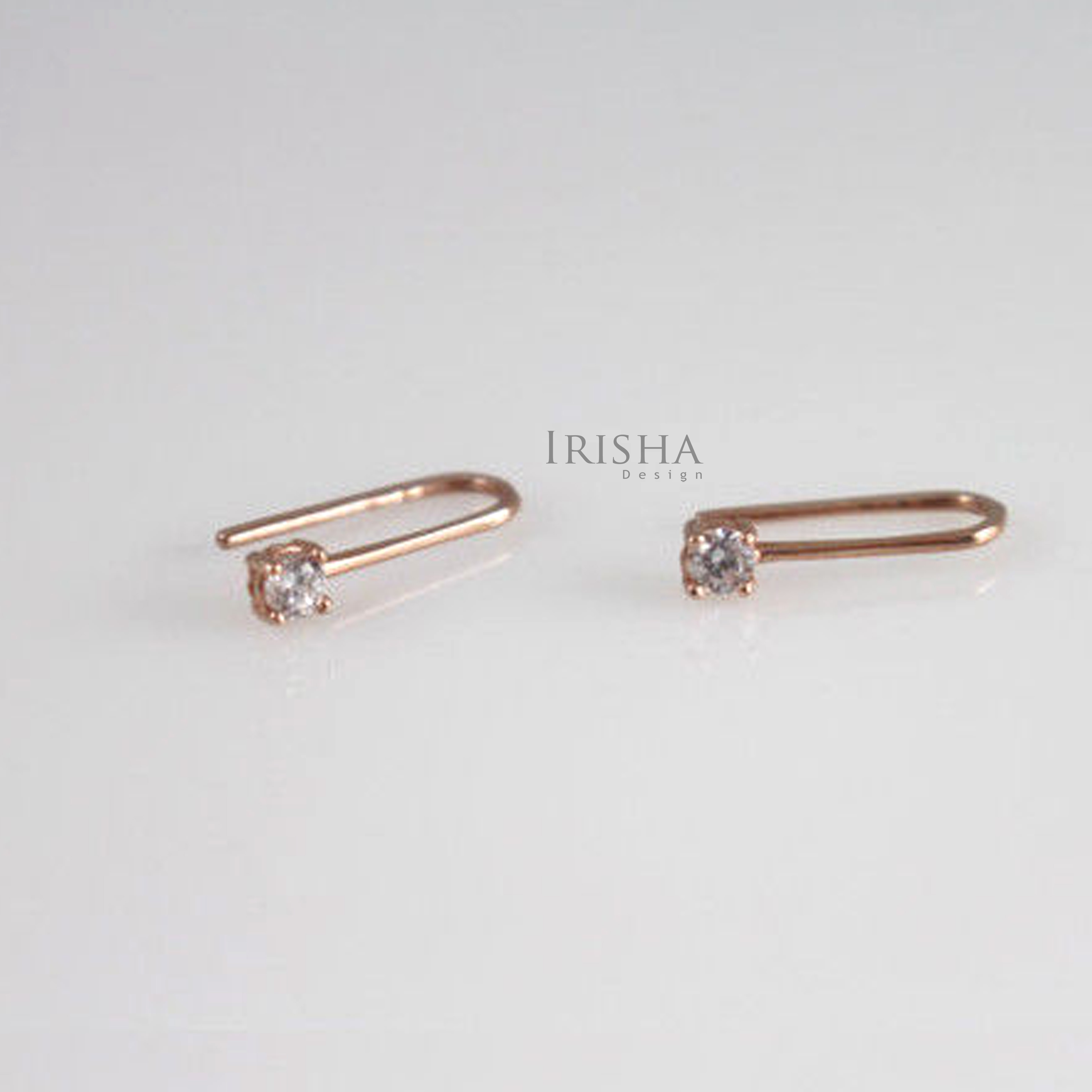 14K Gold 0.06 Ct. Genuine Diamond Mini Ear Cuff Earrings Fine Jewelry