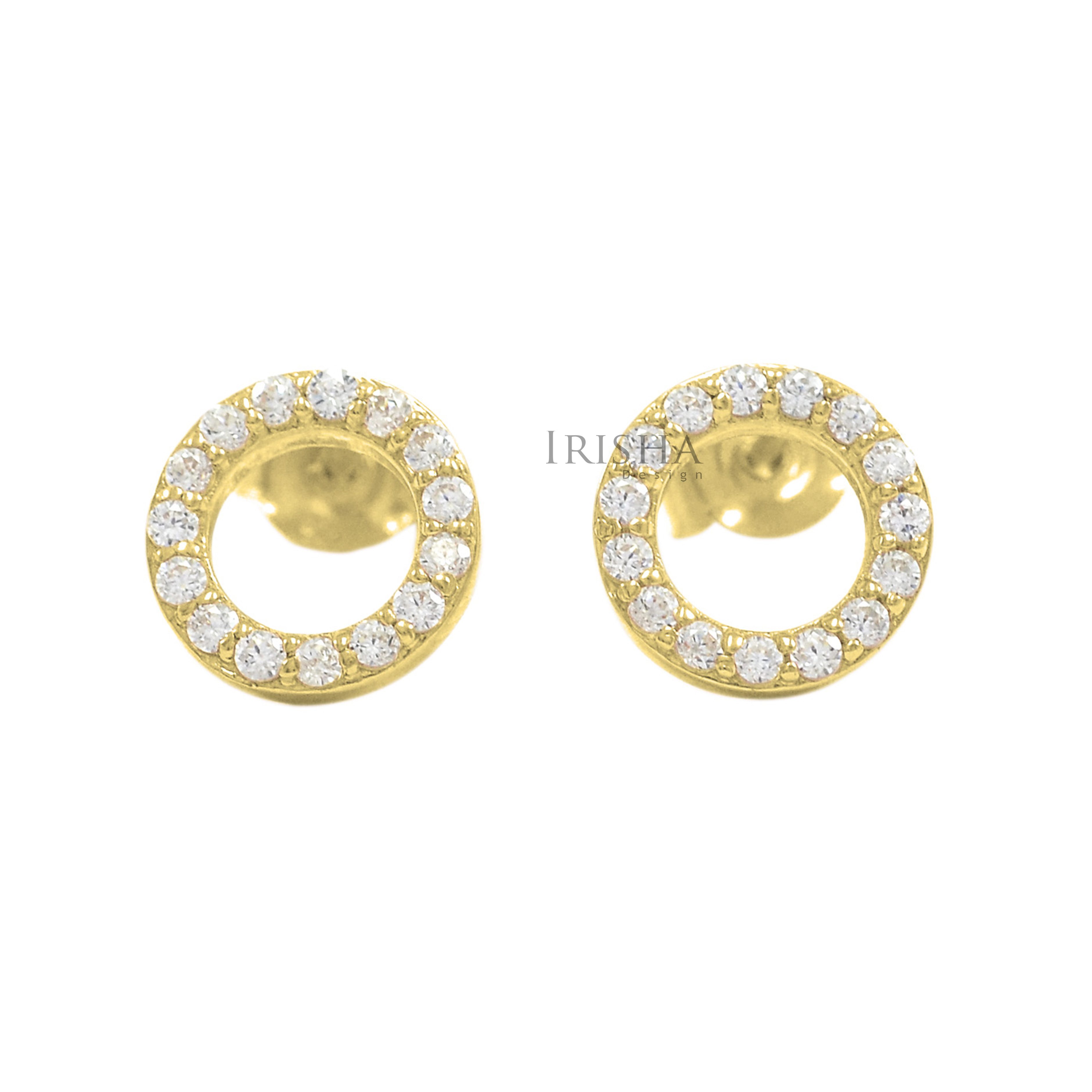 14K Gold 0.20 Ct. Genuine Diamond Round Stud Earrings Handmade Fine Jewelry