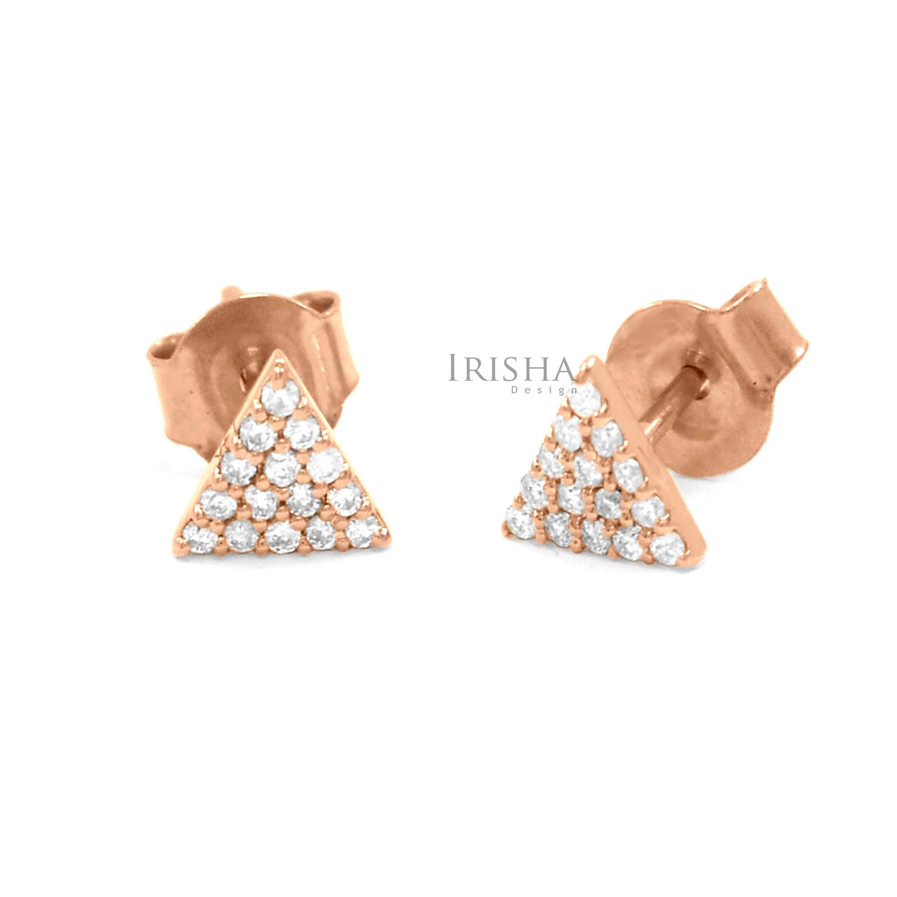 14K Gold 0.15 Ct. Genuine Diamond 6.5 mm Triangle Stud Earrings Fine Jewelry