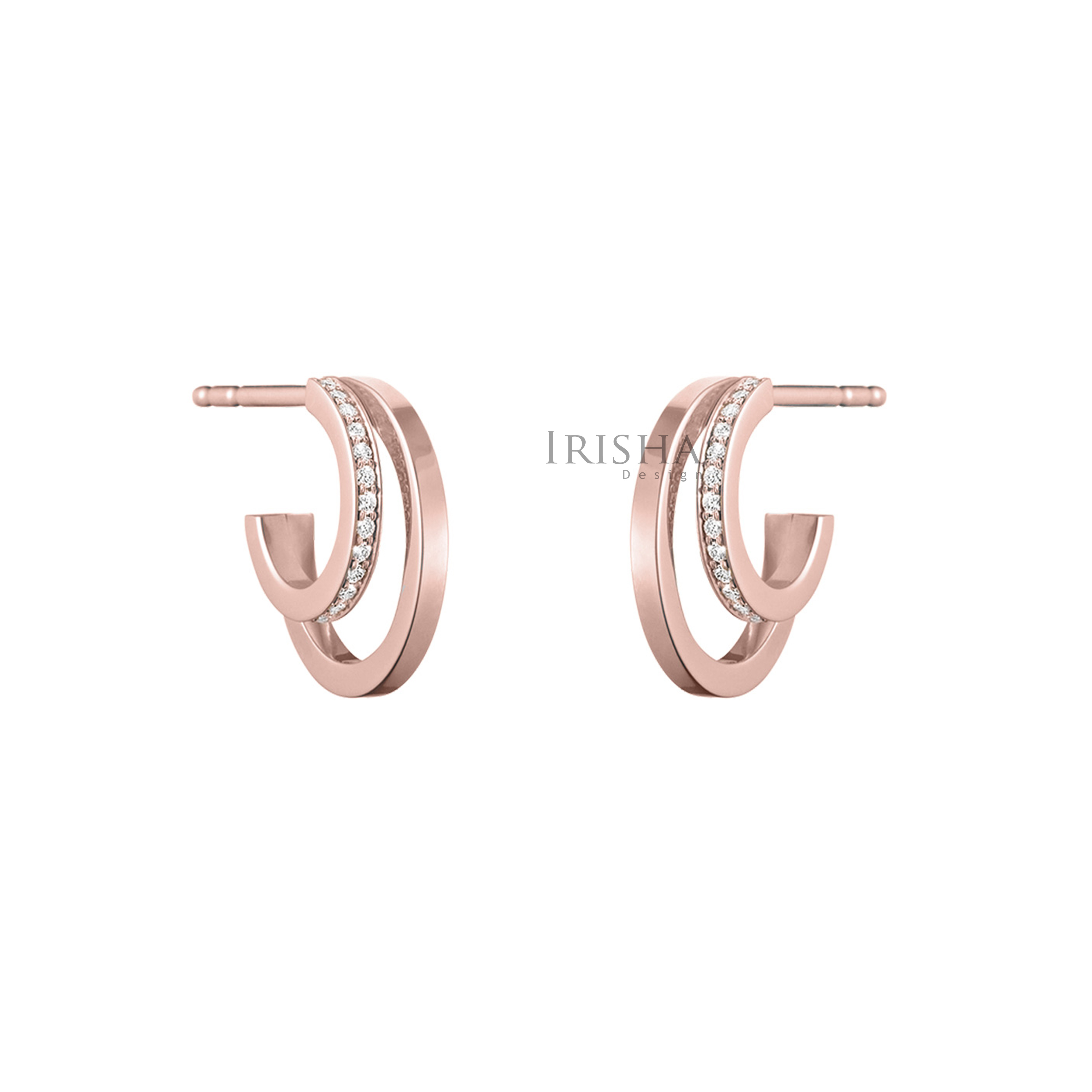 14K Gold 0.13 Ct. Genuine Diamond Halo Hoop Earrings Fine Jewelry
