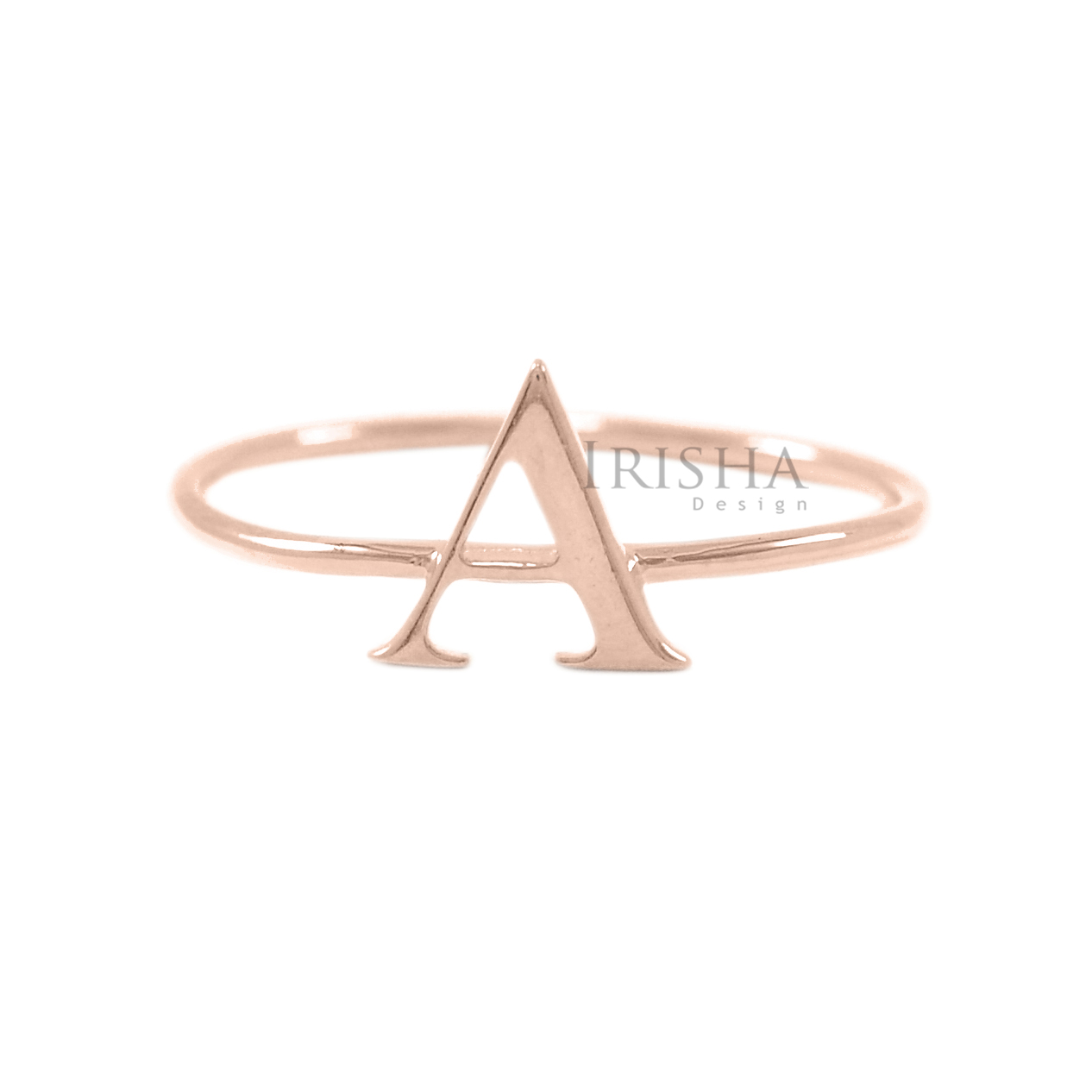14K Solid Gold Initial Alphabet A to Z Ring Handmade Fine Jewelry Size-3 to 9 US
