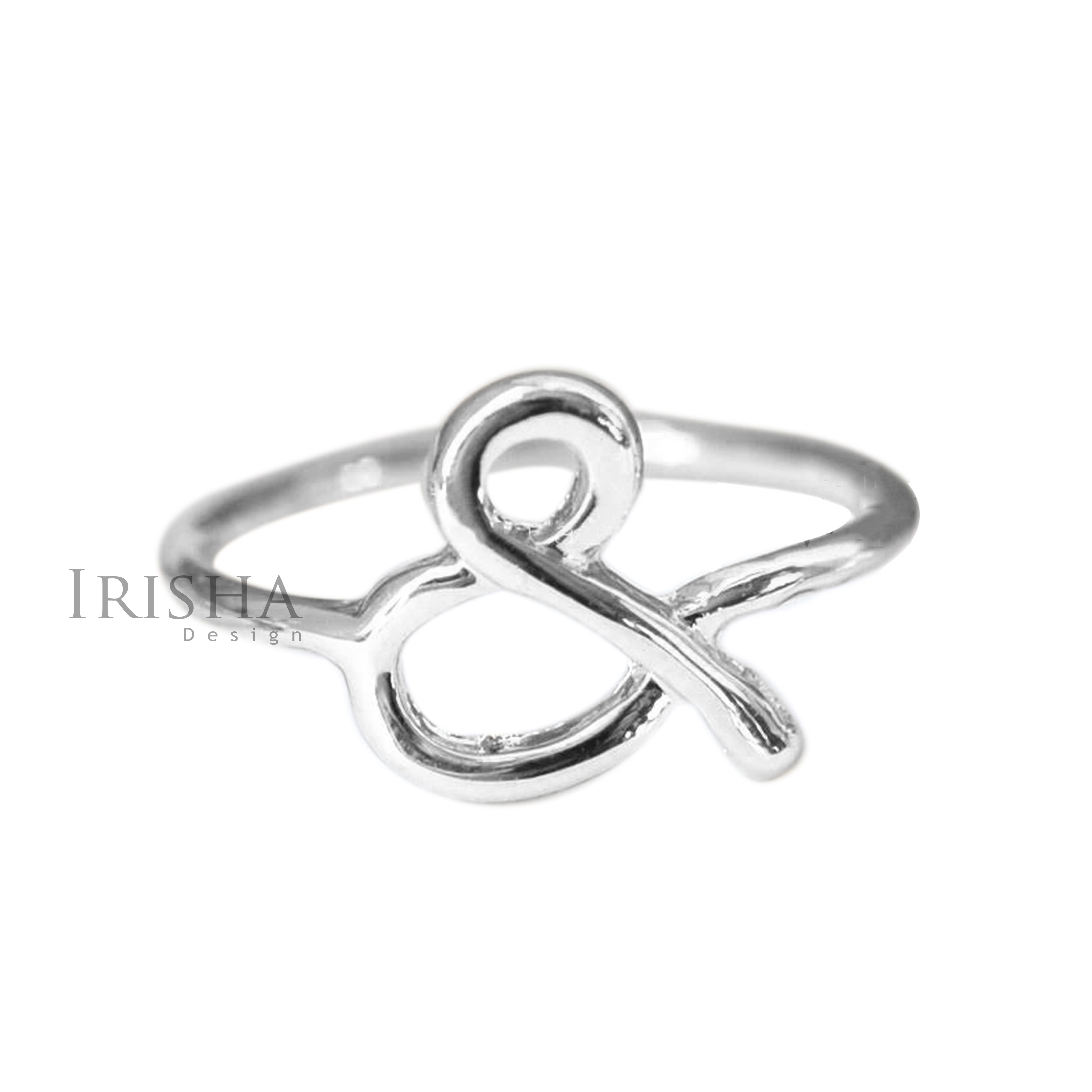 14K Solid Plain Gold Ampersand (You & Me) Ring Handmade Fine Jewelry Size-3 to 9