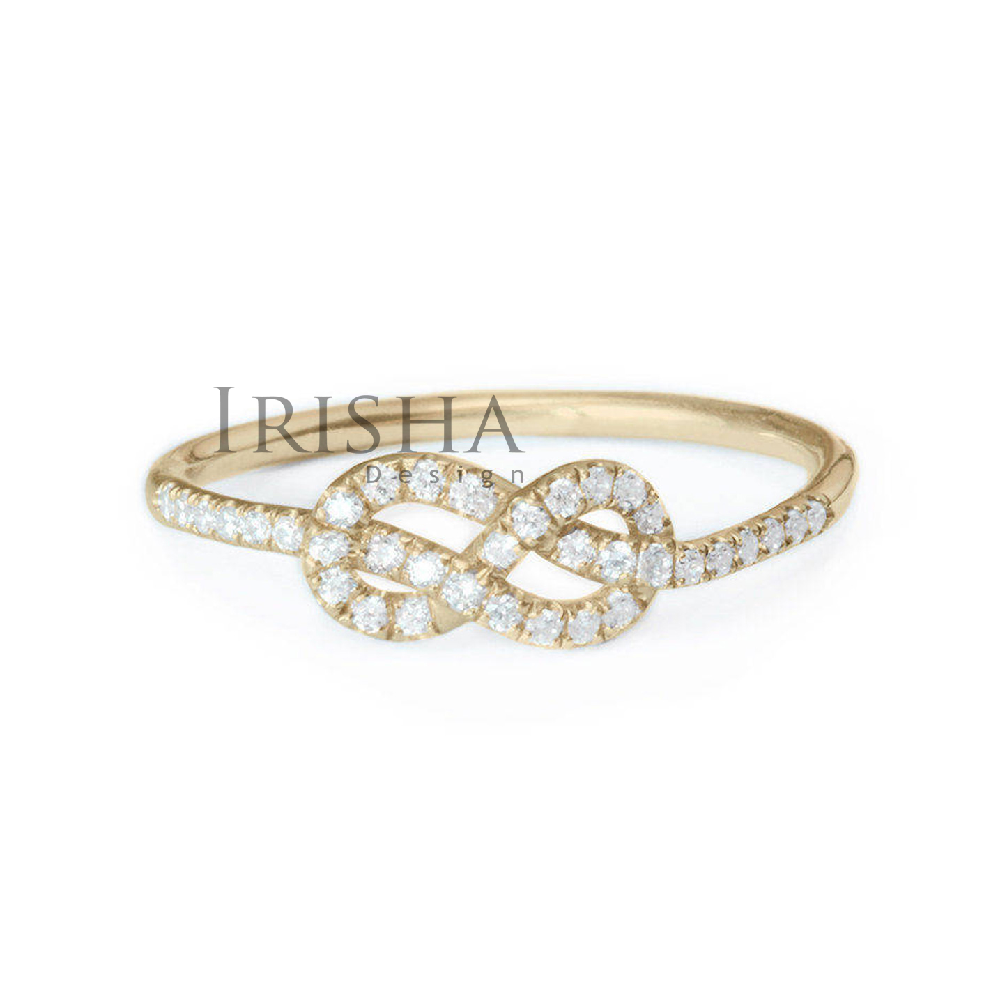 14K Gold Natural Diamond Women's Handmade Infinity Knot Ring Gift