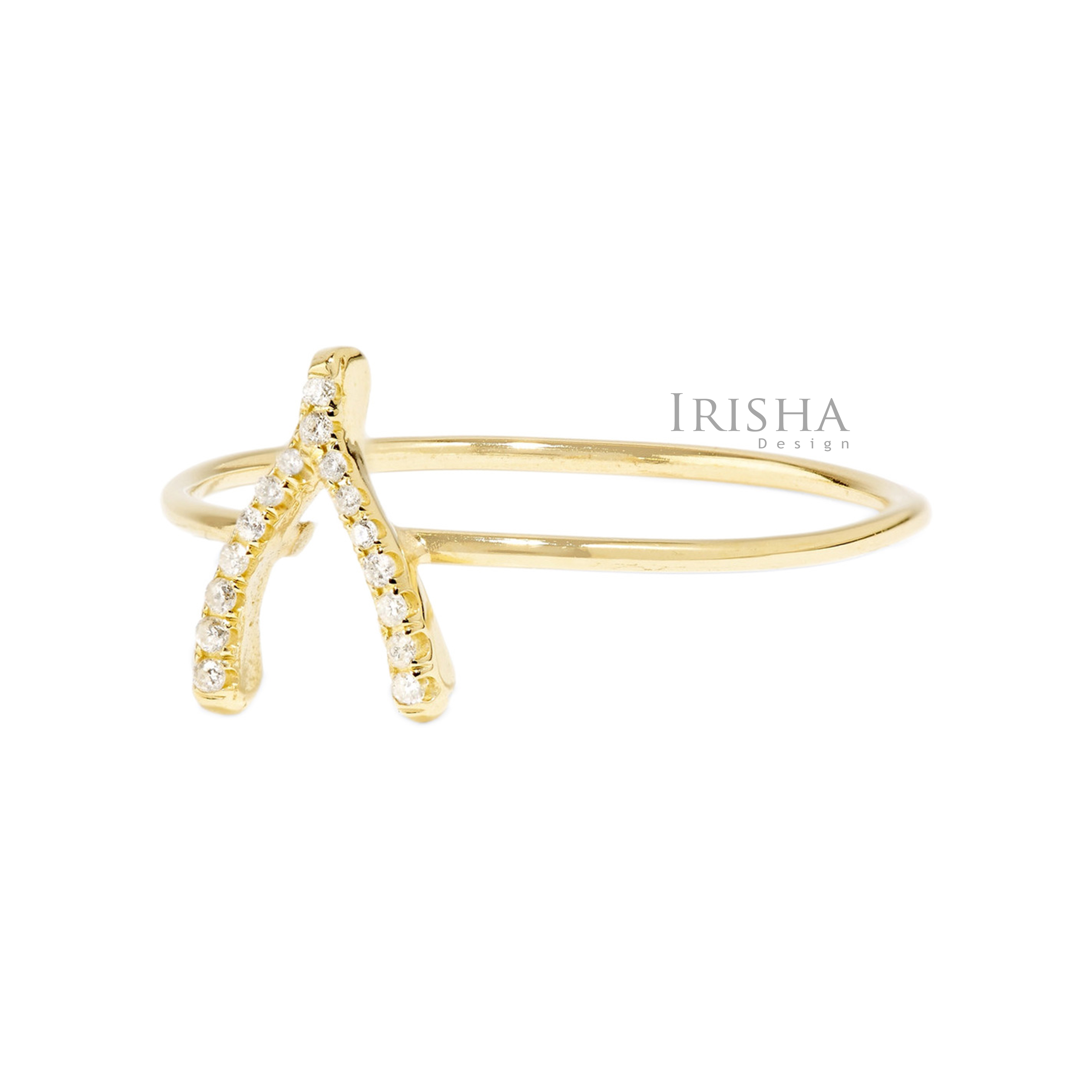 14K Gold 0.08 Ct. Genuine Diamond Wishbone Ring Fine Jewelry Size - 3 to 9 US