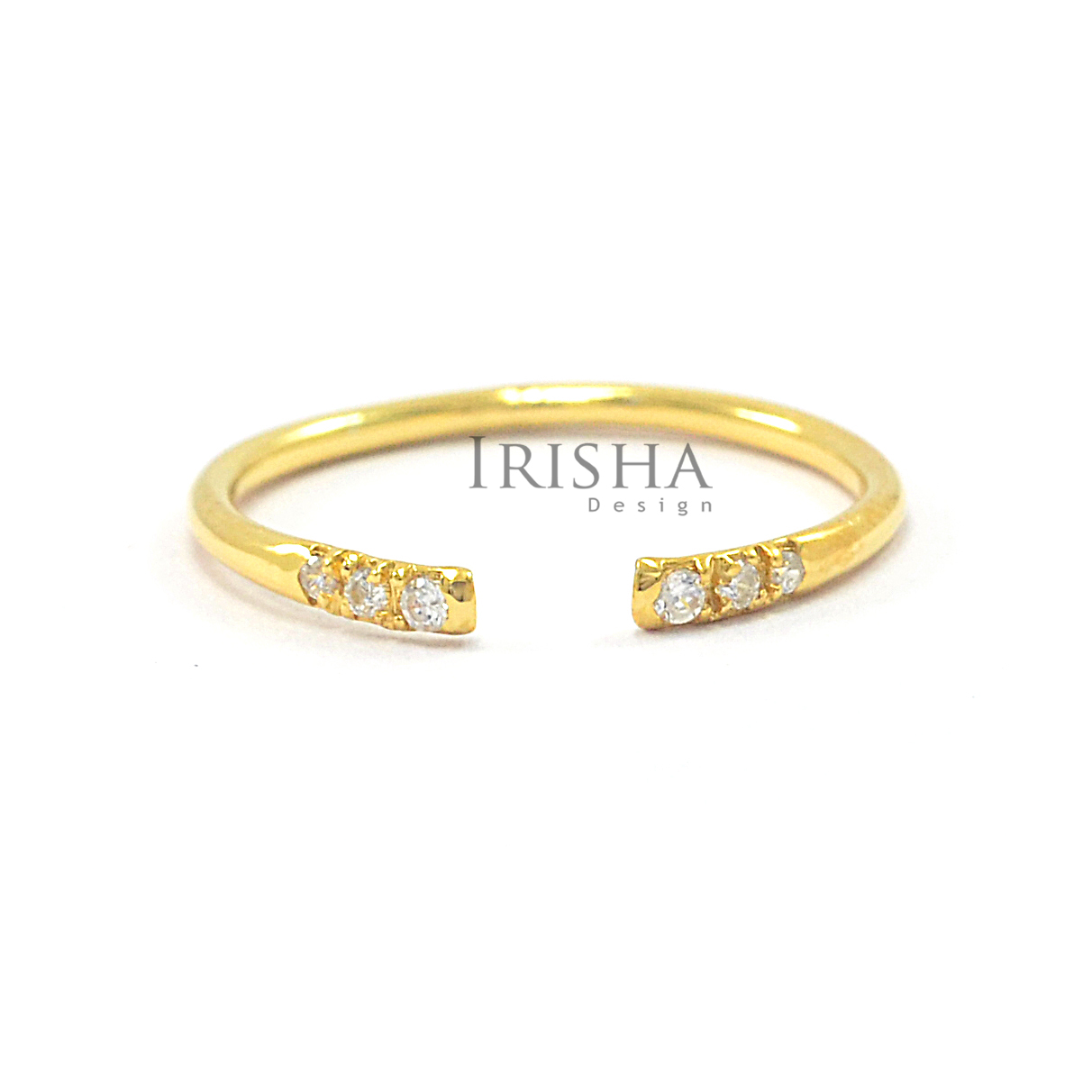 18K Gold 0.06 Ct. genuine Diamond Cuff Midi Ring Valentine's Fine Jewelry