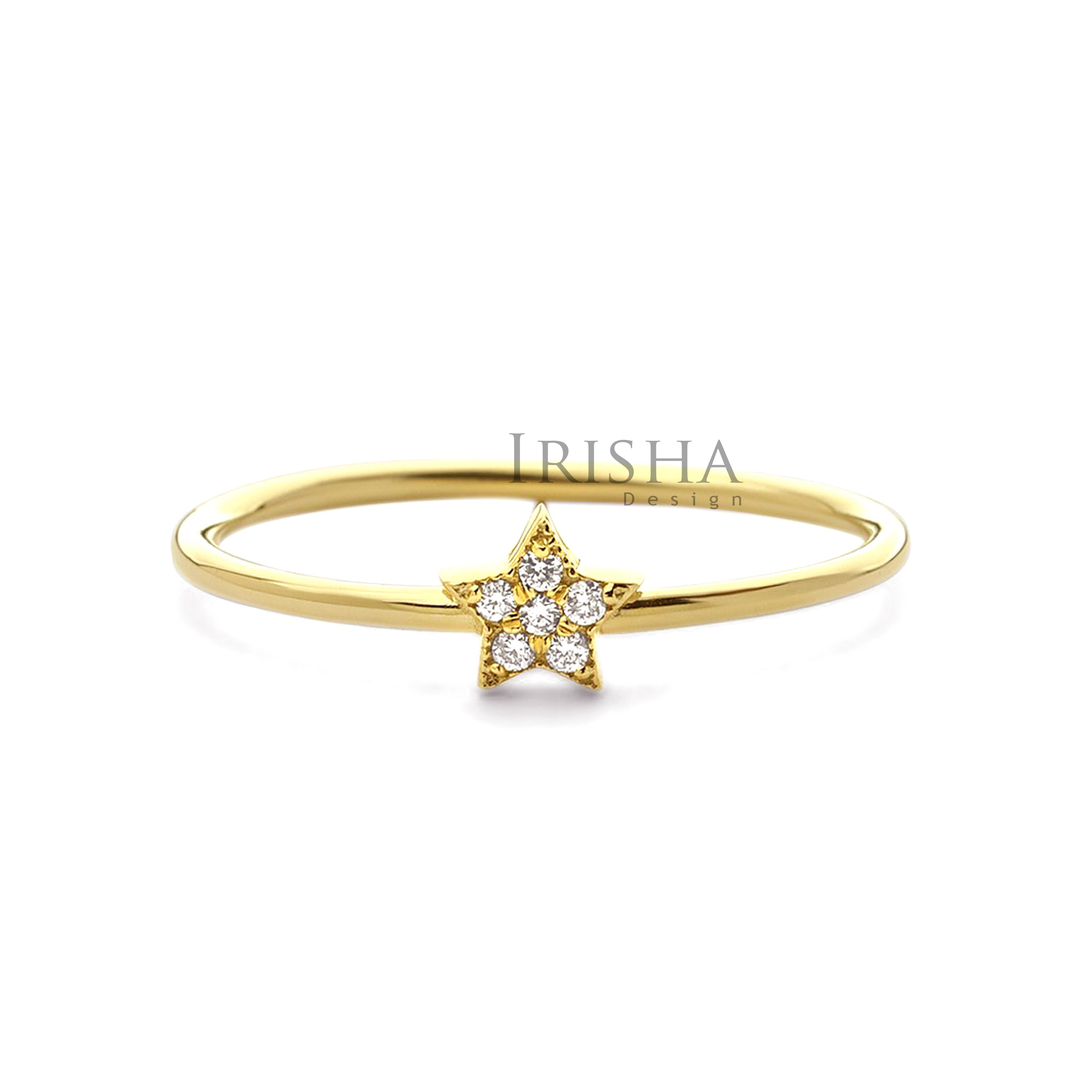 14K Gold 0.06 Ct. Genuine Diamond Star Band Ring Christmas Fine Jewelry