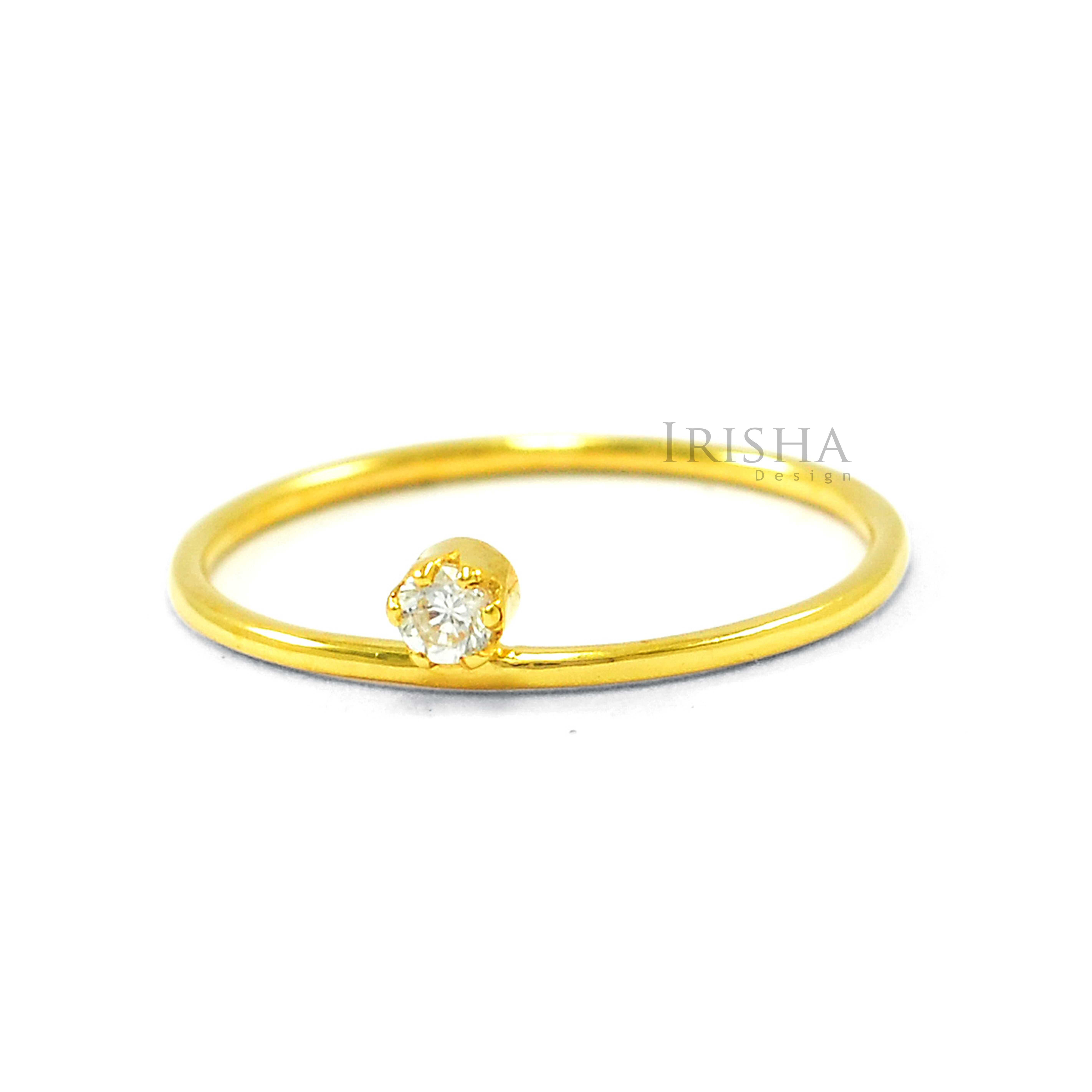 14K Gold 0.03 Ct. Solitaire Genuine Diamond Wedding Band Ring Fine Jewelry