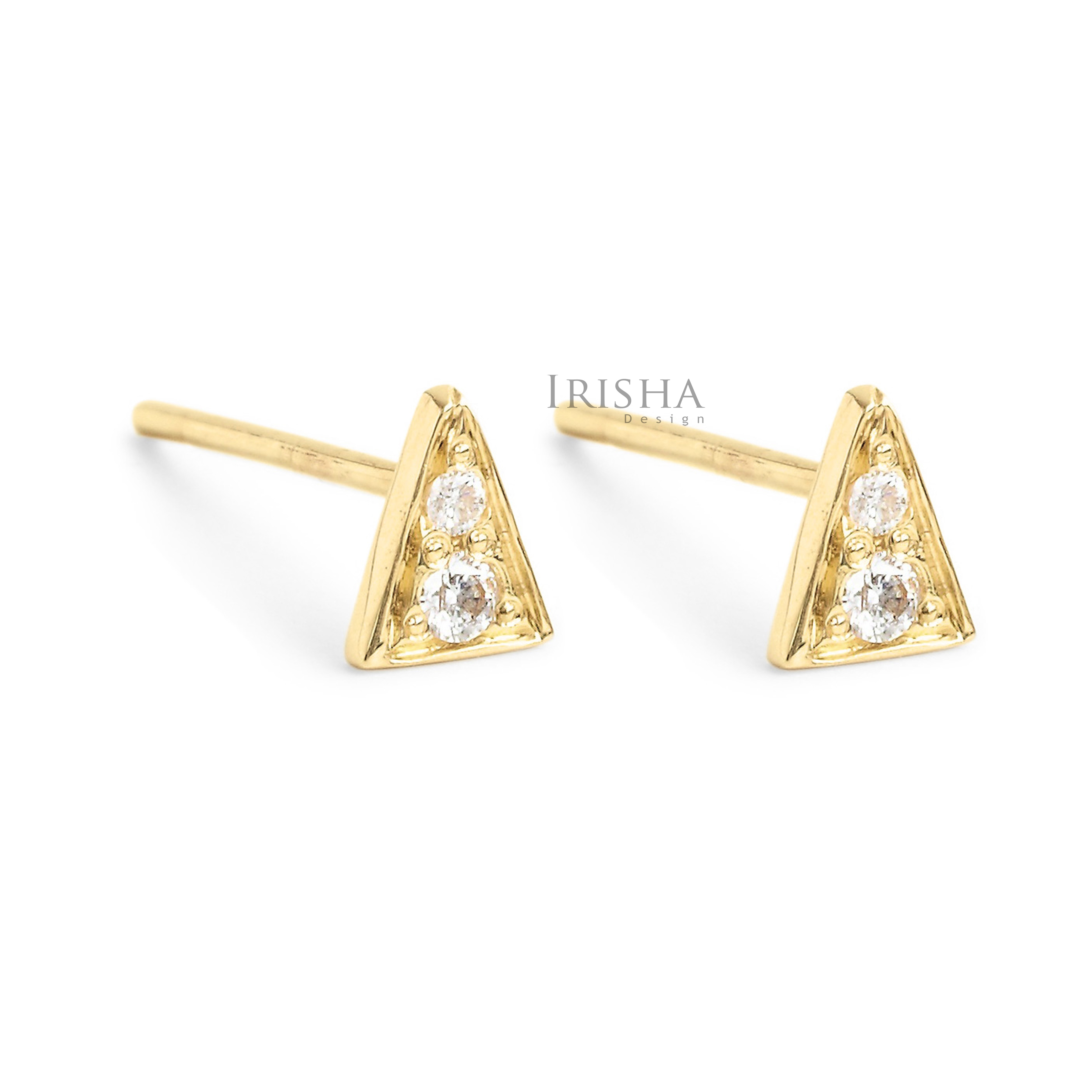 14K Gold 0.10 Ct. Genuine Diamond 5 mm Triangle Studs Earrings Fine Jewelry