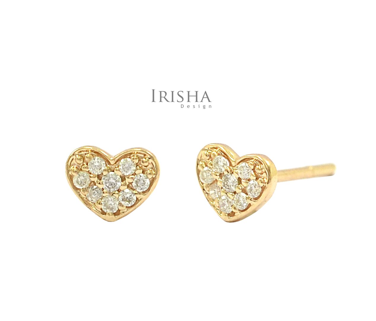 14K Gold 0.12 Ct. Genuine Diamond Love Heart Earrings Fine Jewelry