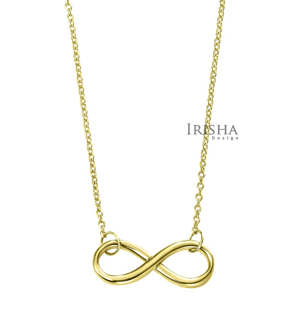14K Solid Plain Gold Infinity Knot Pendant Necklace Anniversary Fine Jewelry