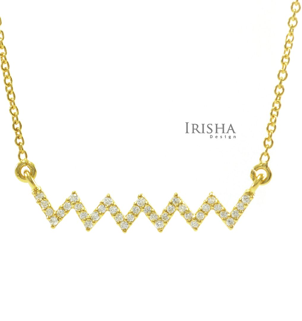14K Gold 0.18 Ct. Genuine Diamond Wave Pendant Necklace Mothers Day Fine Jewelry