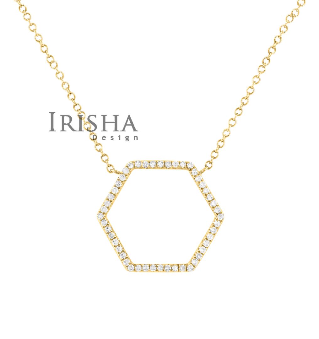 14K Gold 0.24 Ct. Genuine Diamond Honeycomb Pendant Necklace Fine Jewelry