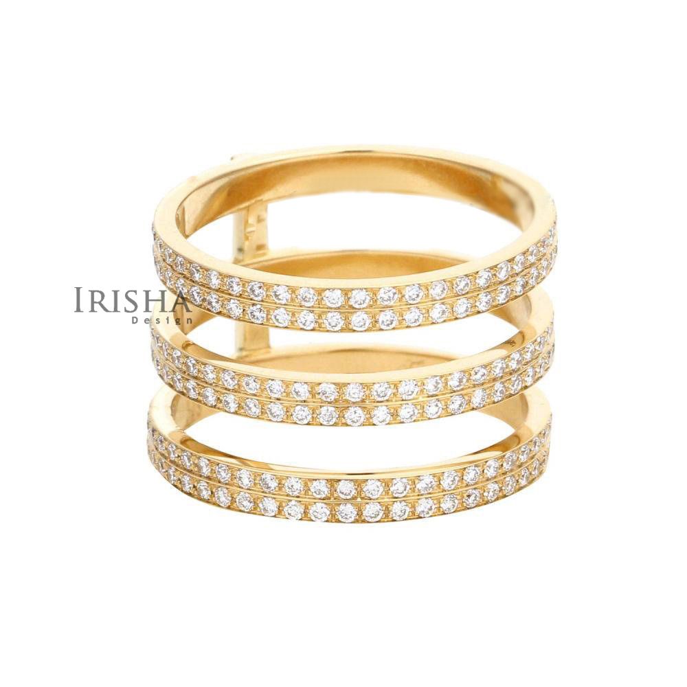14K Gold 1.50 Ct. Genuine Three Row Diamonds Band Ring Fine Jewelry Size- 3 to 9