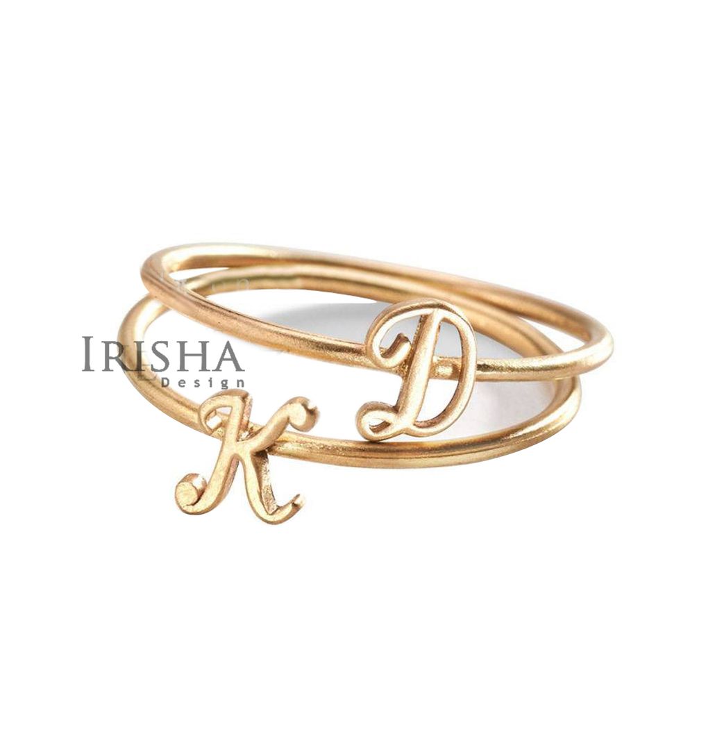 14K Solid Gold Initial A to Z Alphabet Ring Personalized Fine Jewelry