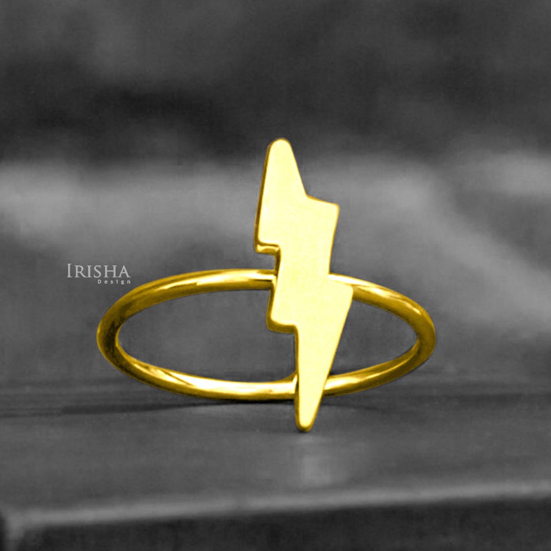 14K Solid Plain Gold Lightning Bolt Thunder Ring Fine Jewelry Size - 3 to 9 US