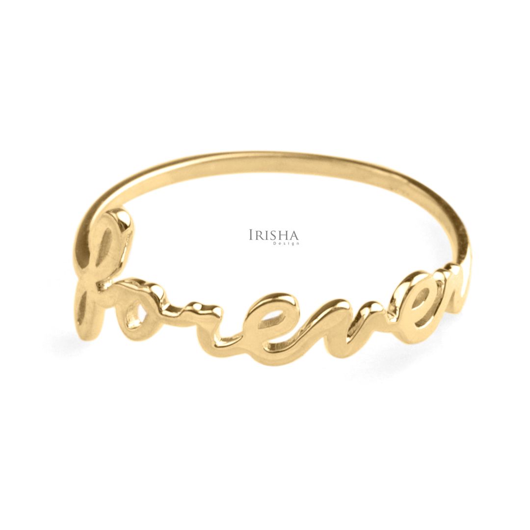 14K Solid Gold Forever Personalized Script Ring Fine Jewelry Size - 3 to 9 US