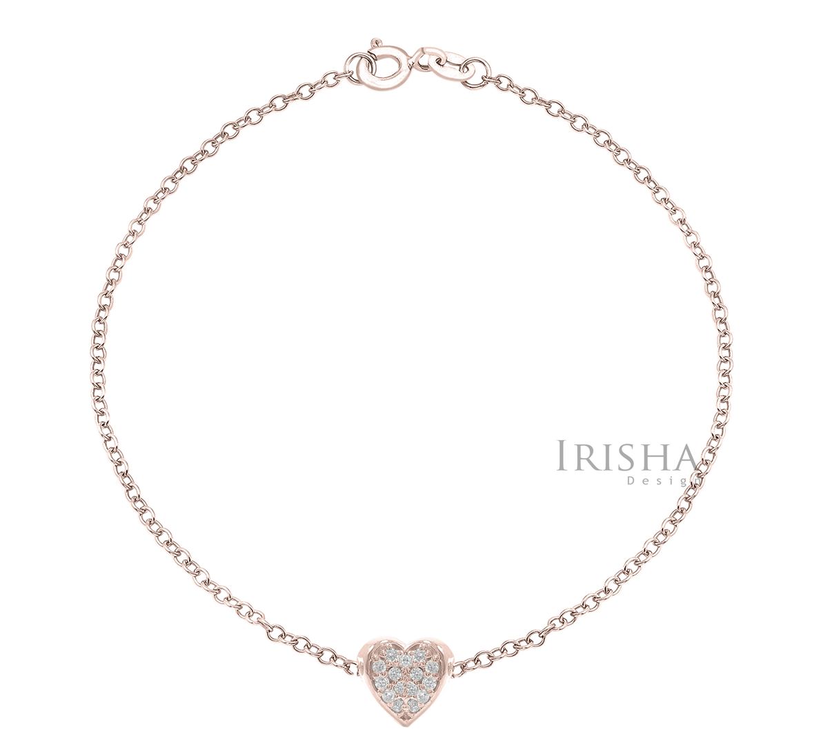 0.10 Ct. Genuine Diamond Love Heart Wedding Bracelet Fine Jewelry 14K Gold