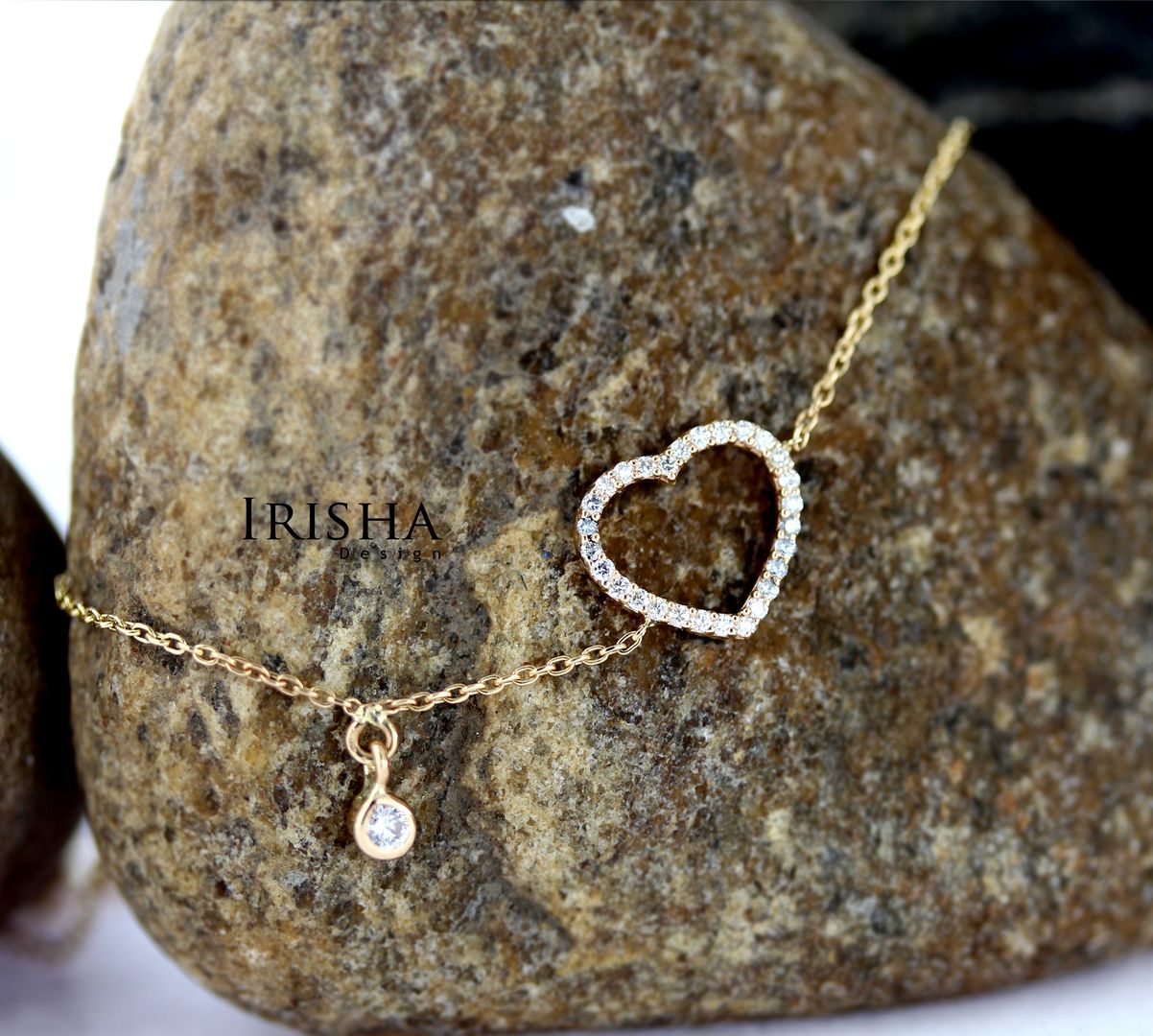 0.17 Ct. Genuine Diamonds VS Clarity Heart Chain Friendship Bracelet 14K Gold