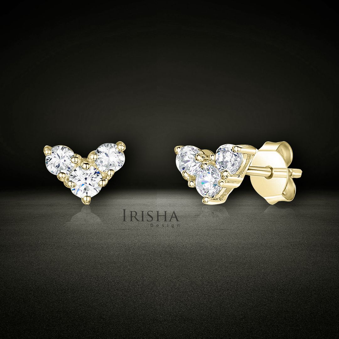 0.22 Ct. Genuine Diamond Wedding Minimal Studs Earrings 14K Gold Fine Jewelry