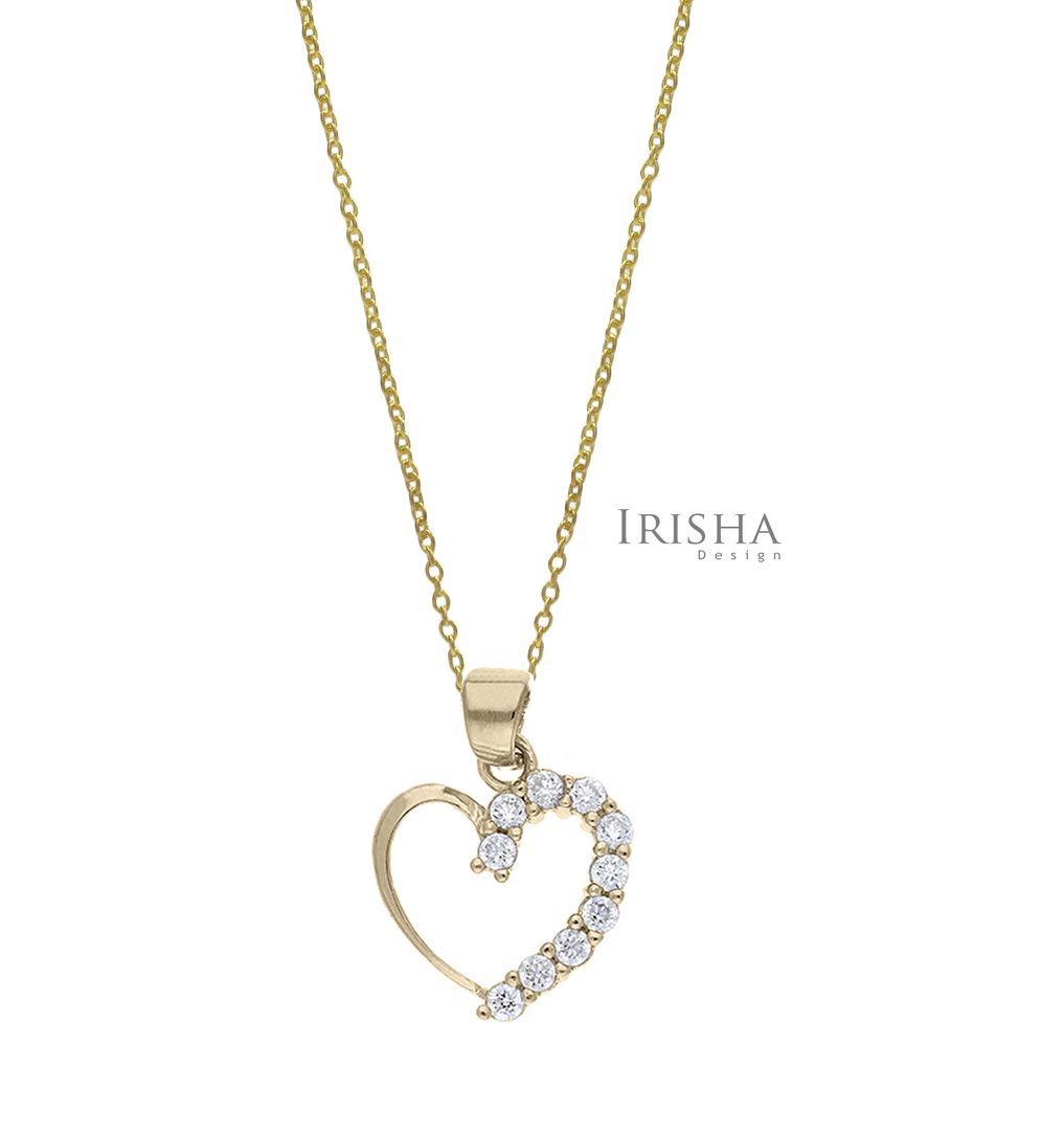 0.12 Ct. Genuine Diamond Heart Charm Necklace 14K Gold Jewelry Gift For Her