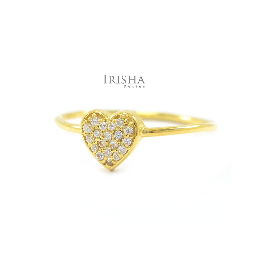 0.10 Ct. Genuine Diamond Love Heart Engagement/Wedding Ring 14K Gold Jewelry