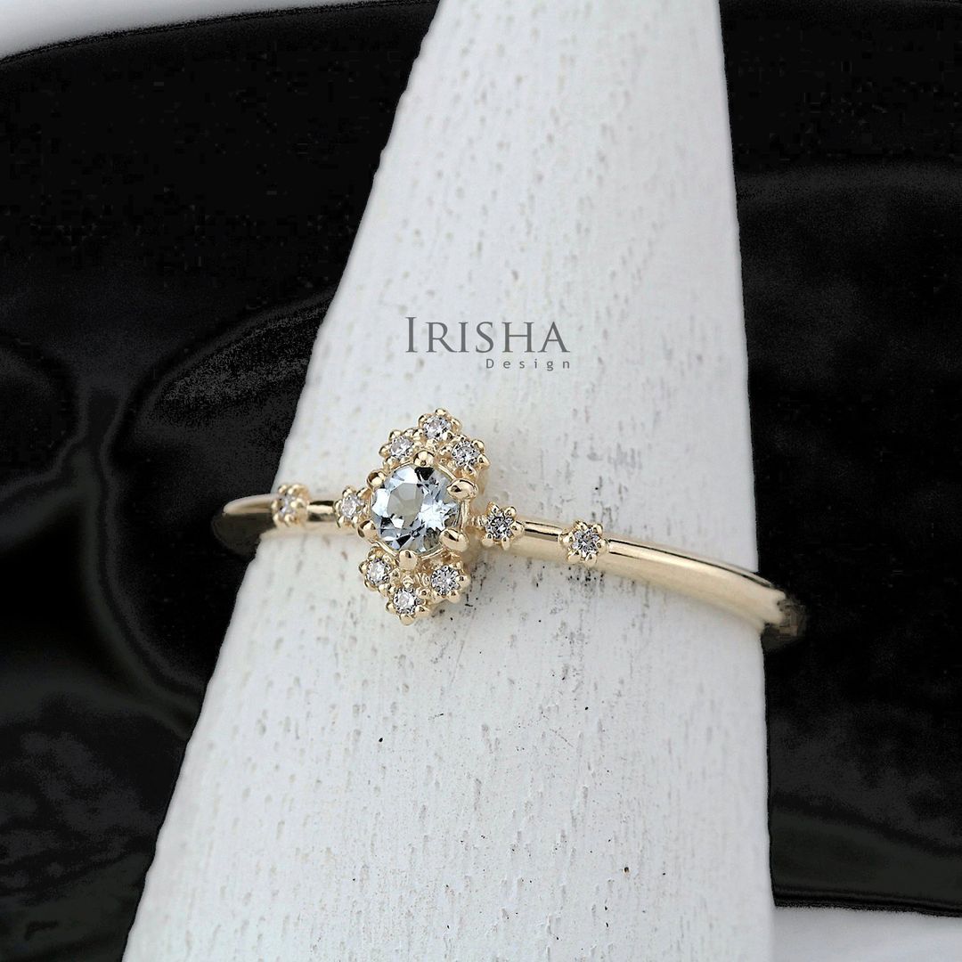 Minimalist Wedding Engagement Ring 14K Gold Genuine Diamond Thanksgiving Gift