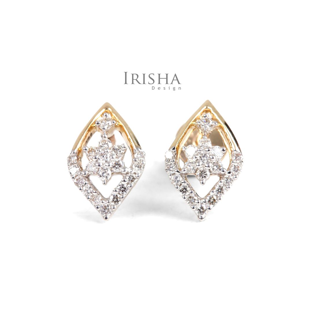VS Clarity 0.26 Ct. Genuine Diamond Flower Studs Earrings 14K Gold Fine Jewelry