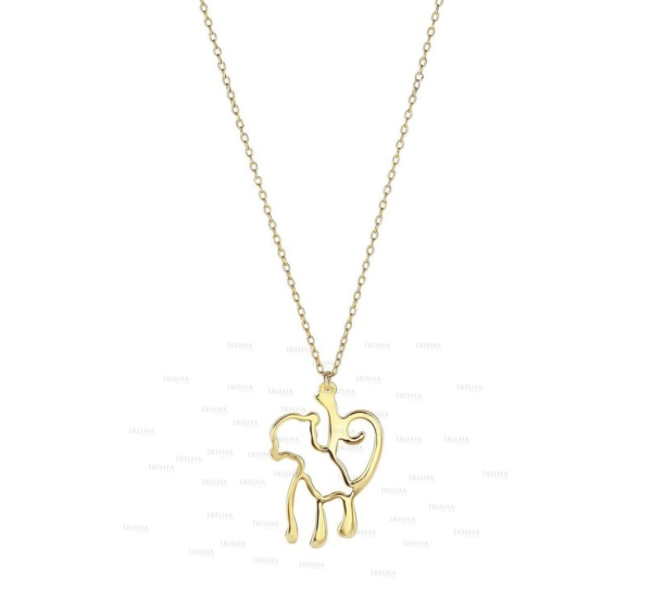 14K Yellow Gold Shiny Monkey Hanging Charm 18" Necklace Christmas Gift Jewelry