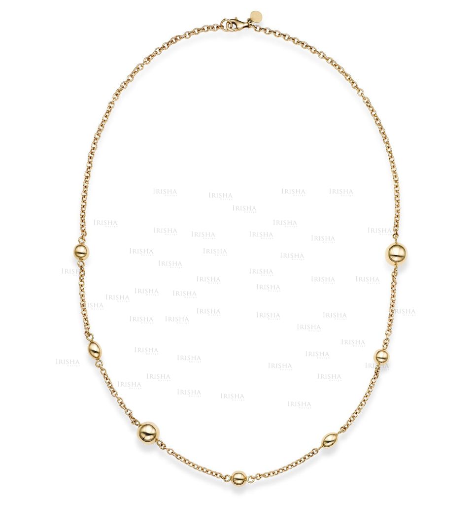 14K Yellow Gold Ball Design 24 inch Necklace with Lobster Clasp Jewelry
